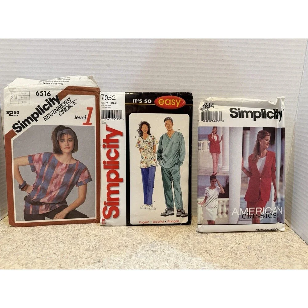 Vintage Simplicity Sewing Pattern Lot of 13 Misses Dresses Tops Scrubs Vest